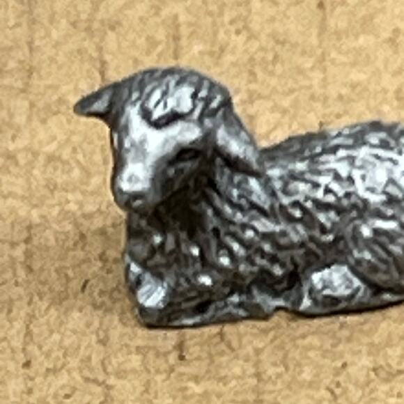 Russ Nativity Pewter lamb animal figure manager Miniature Fig Christmas Holiday - Picture 3 of 5